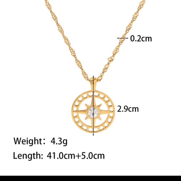 18K Plated Nautical Compass Pendent - Picture 5 of 6
